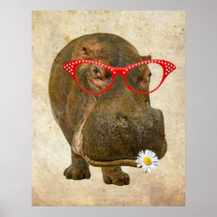 Funky Hippopotamus Poster! ポスター