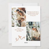 Funky Merry Christmas Boho Bow Ribbon 3 Photo シーズンカード (裏面)