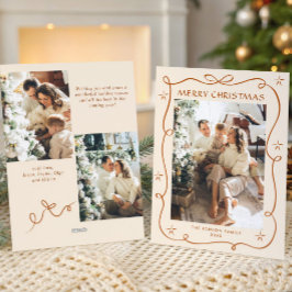 Funky Merry Christmas Boho Bow Ribbon 3 Photo シーズンカード