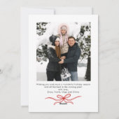 Funky Merry Christmas Boho Red Bow Ribbon 2 Photo シーズンカード (裏面)