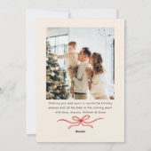 Funky Merry Christmas Boho Red Bow Ribbon 2 Photo シーズンカード (裏面)