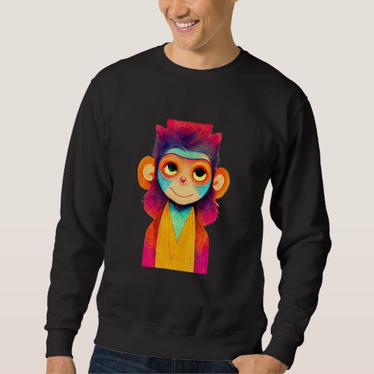 Funky Munky Happy Stylish Monkey スウェットシャツ (正面)