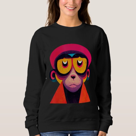 Funky Munky Hipster Monkey スウェットシャツ (正面)
