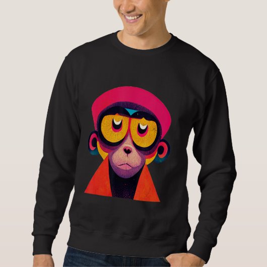 Funky Munky Hipster Monkey スウェットシャツ (正面)
