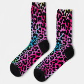 Funky Neon Colorful Leopard Print ソックス (左)