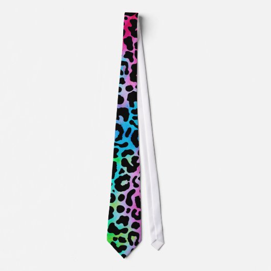 Funky Neon Colorful Leopard Print ネクタイ (正面)