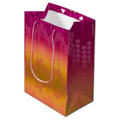 Funky Orange Pink Dots Ombre ミディアムペーパーバッグ (正面アングル)