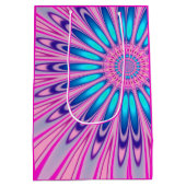 Funky Pink Blue Groovy ミディアムペーパーバッグ (裏面)