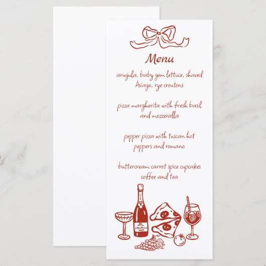 Funky Pizza Wine Handwritten Illustrated Menu メニュー (正面/裏面)