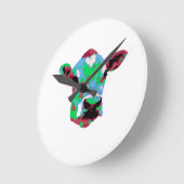 Funky Pop Art Cow ラウンド壁時計 (傾斜)