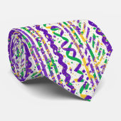 Funky Purple Green Gold Stripes Mardi Gras Festive ネクタイ (ロール)