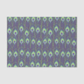 Funky Purple Lime Green Peacock Feather Decoupage 薄葉紙 (正面)