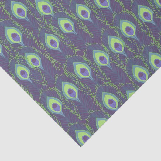 Funky Purple Lime Green Peacock Feather Decoupage 薄葉紙 (詳細)