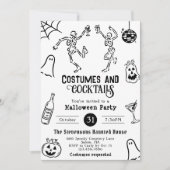 Funky Quirky Whimsical Hand Drawn Halloween Party 招待状 (正面)