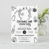 Funky Quirky Whimsical Hand Drawn Halloween Party 招待状 (スタンド正面)