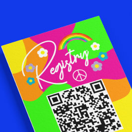 Funky Retro Bridal Shower Registry エンクロージャーカード