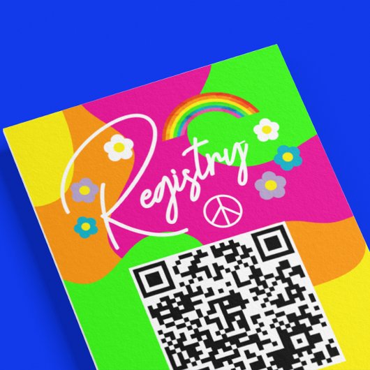 Funky Retro Bridal Shower Registry エンクロージャーカード