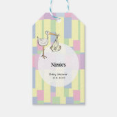 Funky Retro Cubism  Stork Delivery Baby Shower ギフトタグ (正面)