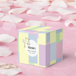 Funky Retro Cubism Stork Delivery Baby Shower フェイバーボックス