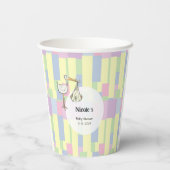 Funky Retro Cubism Stork Delivery Baby Shower 紙コップ (裏面)