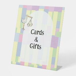 Funky Retro Cubism Stork Delivery Cards & Gifts  台座サイン