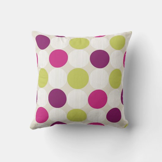 Funky Retro Green and Purple Dots クッション (裏面)