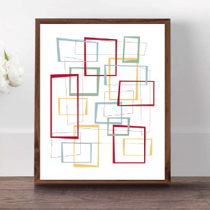 Funky Retro Mid-century Squares ポスター