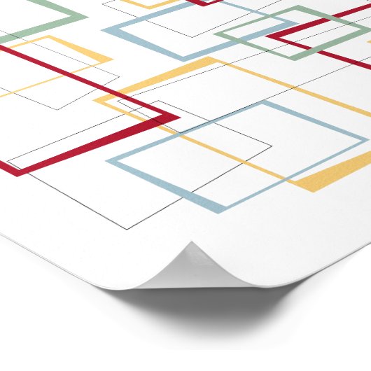 Funky Retro Mid-century Squares ポスター (角)