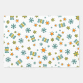 Funky Retro Nordic Teal Orange Snowflake Ho Ho Ho ラッピングペーパーシート (正面2)