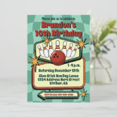 Funky Retro Vibes Tween Bowling Birthday 招待状 (スタンド正面)