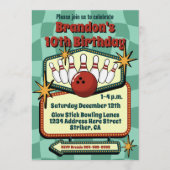 Funky Retro Vibes Tween Bowling Birthday 招待状 (正面)