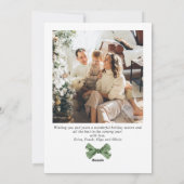 Funky Sage Green Christmas Bow Ribbon 2 Photo シーズンカード (裏面)