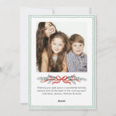 Funky Sage Green Christmas Bow Ribbon 2 Photo シーズンカード (裏面)