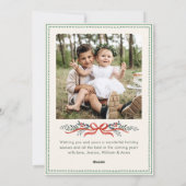 Funky Sage Green Christmas Bow Ribbon 2 Photo シーズンカード (裏面)