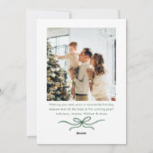 Funky Sage Green Christmas Bow Ribbon 2 Photo シーズンカード (裏面)