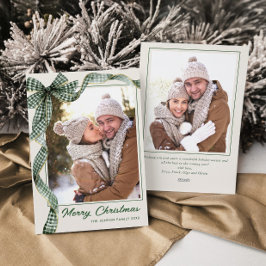 Funky Sage Green Christmas Bow Ribbon 2 Photo シーズンカード