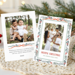 Funky Sage Green Christmas Bow Ribbon 2 Photo シーズンカード