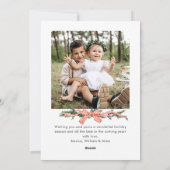 Funky Sage Green Christmas Bow Ribbon 2 Photo シーズンカード (裏面)