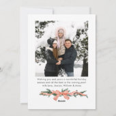 Funky Sage Green Christmas Bow Ribbon 2 Photo シーズンカード (裏面)