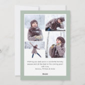 Funky Sage Green Christmas Bow Ribbon 5 Phot シーズンカード (裏面)