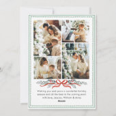 Funky Sage Green Christmas Bow Ribbon 5 Photo シーズンカード (裏面)