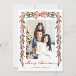 Funky Sage Green Christmas Bow Ribbon 5 Photo シーズンカード