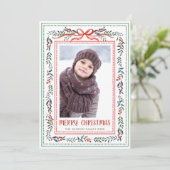 Funky Sage Green Christmas Bow Ribbon 5 Photo シーズンカード (スタンド正面)