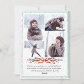 Funky Sage Green Christmas Bow Ribbon 5 Photo シーズンカード (裏面)