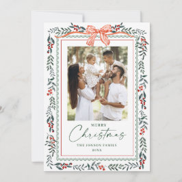 Funky Sage Green Christmas Bow Ribbon 5 Photo シーズンカード