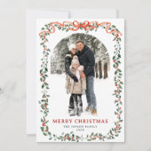 Funky Sage Green Christmas Bow Ribbon 5 Photo シーズンカード (正面)