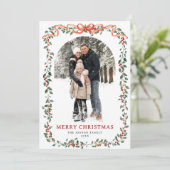 Funky Sage Green Christmas Bow Ribbon 5 Photo シーズンカード (スタンド正面)