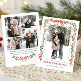 Funky Sage Green Christmas Bow Ribbon 5 Photo シーズンカード