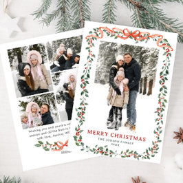 Funky Sage Green Christmas Bow Ribbon 5 Photo シーズンカード