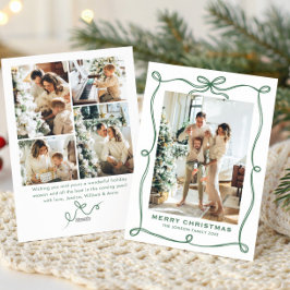 Funky Sage Green Christmas Bow Ribbon 5 Photo シーズンカード
